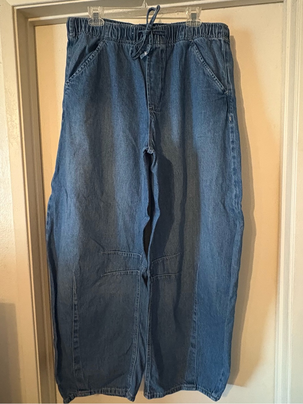 Gap UltraSoft Denim Easy Barrel Joggers Elastic Waist Pants L Tall Large